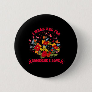 Wildflower Blood Cancer Awareness Apparel Red Ribb Button