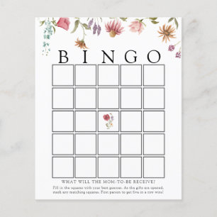 Wildflower Bloom Baby Bingo Game Card