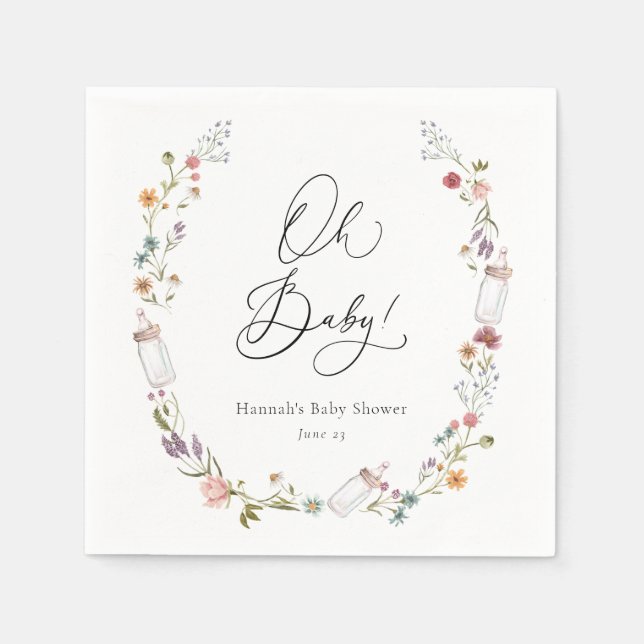 Wildflower Bloom Baby Shower Oh baby Napkins (Front)
