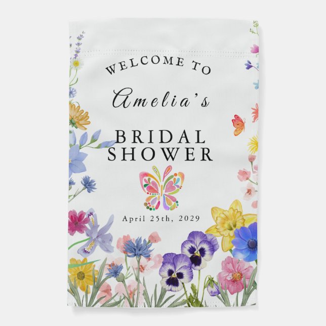 Wildflower Bloom Bridal Shower Garden Flag (Front)