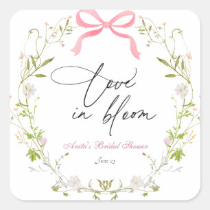 Wildflower Bloom Bridal Shower Square Sticker