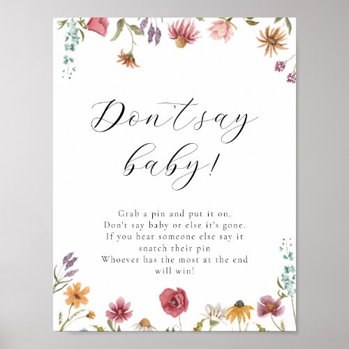 Wildflower Bloom Dont Say Baby Game Sign