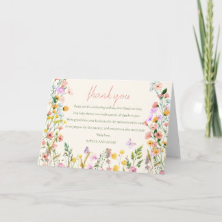 Wildflower Bloom Elegant Spring Baby Shower Thank You Card