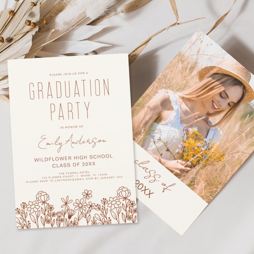 Wildflower Bloom Graduation Party Boho Invitation