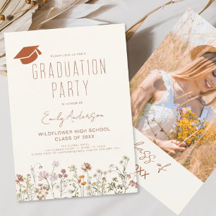 Wildflower Bloom Graduation Party Boho Invitation