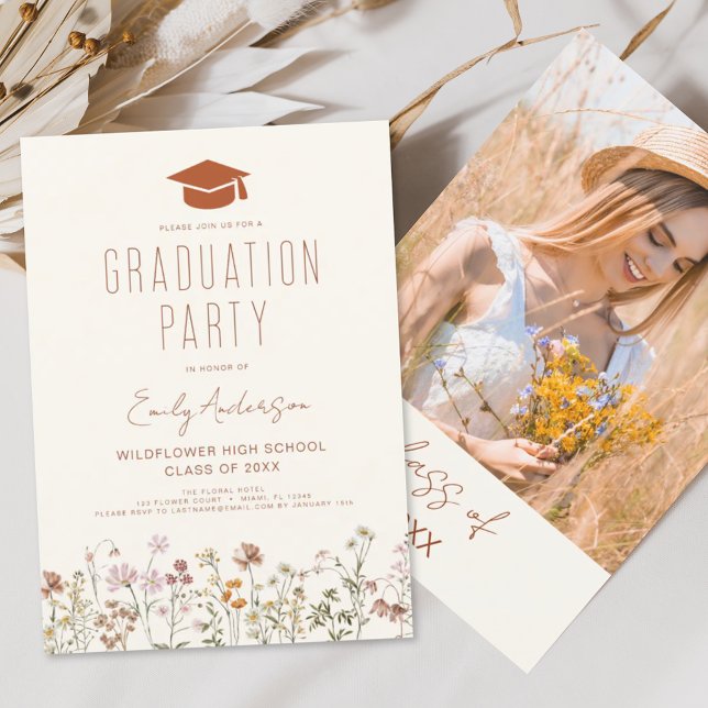 Wildflower Bloom Graduation Party Boho Invitation (Creator Uploaded)