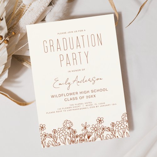 Wildflower Bloom Graduation Party Boho Invitation