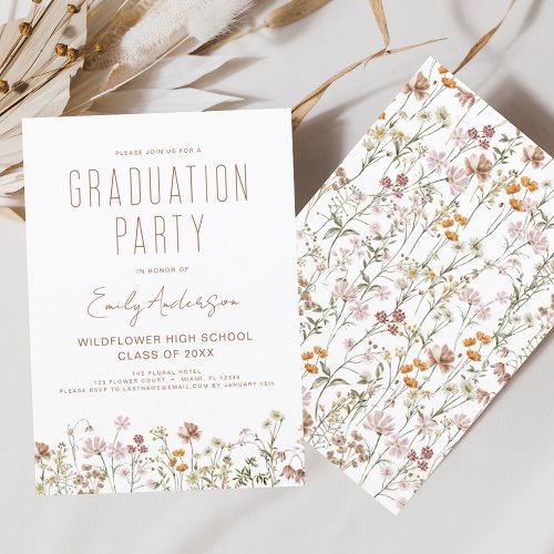 Wildflower Bloom Graduation Party Boho Invitation