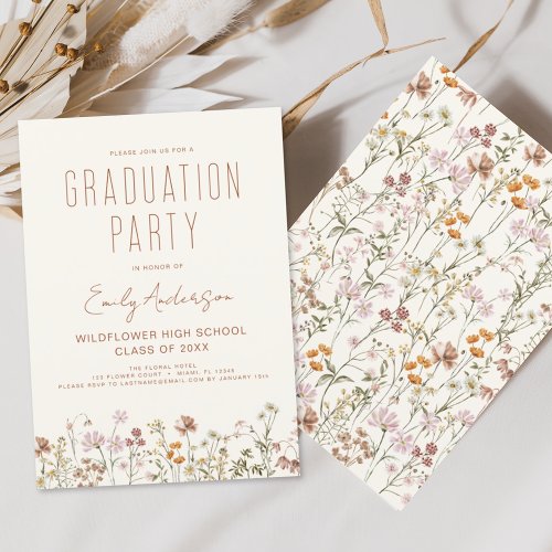 Wildflower Bloom Graduation Party Boho Invitation