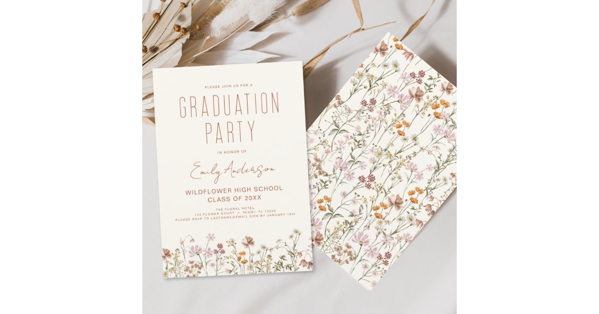 Wildflower Bloom Graduation Party Boho Invitation | Zazzle