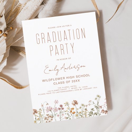 Wildflower Bloom Graduation Party Invitation