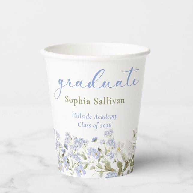 Wildflower Bloom Graduation Party Paper Cups (Front)
