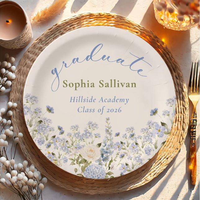 Wildflower Bloom Graduation Party Paper Plates (Creator Uploaded)