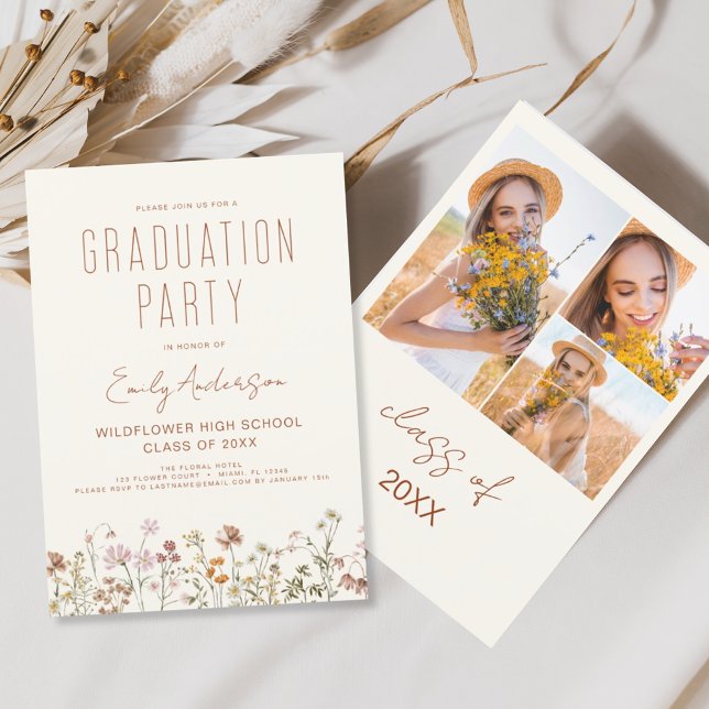 Wildflower Bloom Graduation Party Photo Boho (Creator Uploaded)