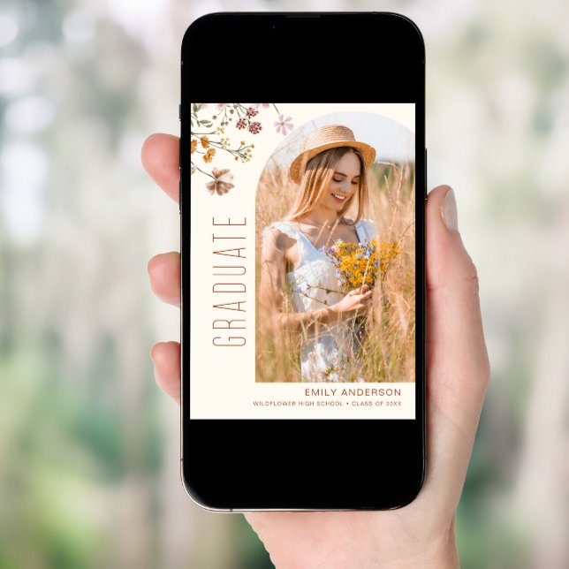 Wildflower Bloom Graduation Photo Announcement (Front Digital)