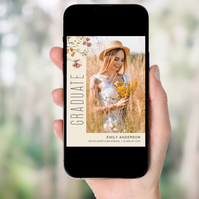 Wildflower Bloom Graduation Photo Announcement (Front Digital)
