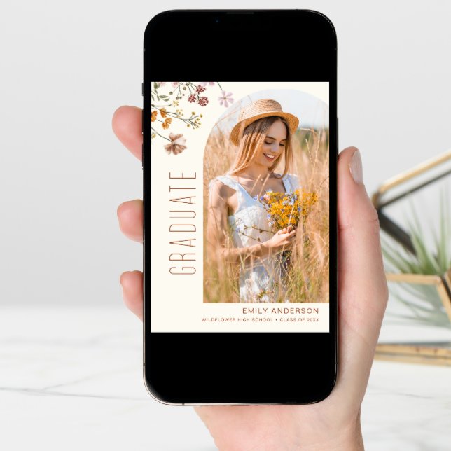 Wildflower Bloom Graduation Photo Announcement (Front Digital)