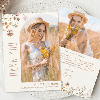 Wildflower Bloom Graduation Photo Thank You Invitation by Hot_Foil_Creations at Zazzle