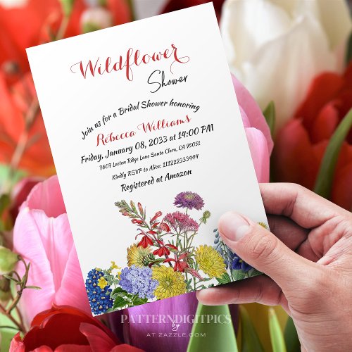Wildflower Bloom Watercolor Floral Bridal Shower Invitation