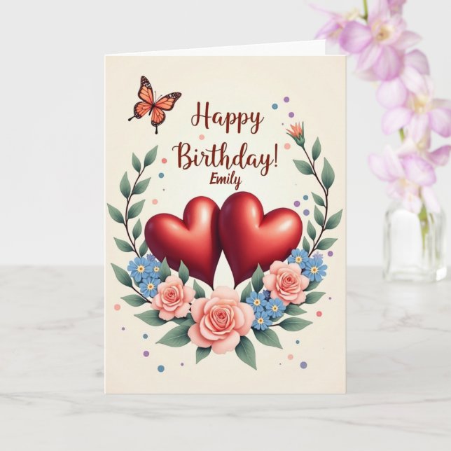 Wildflower Blooming Delicate Floral Birthday Card  (Orchid)