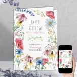 Wildflower Blooming Wonderful Floral Frame Card<br><div class="desc">Pretty wildflower birthday card which you can personalize inside and out. The design has a floral border of colorful wild flowers in pink blue red and yellow with a delicate divider and a matching bouquet on the back.</div>