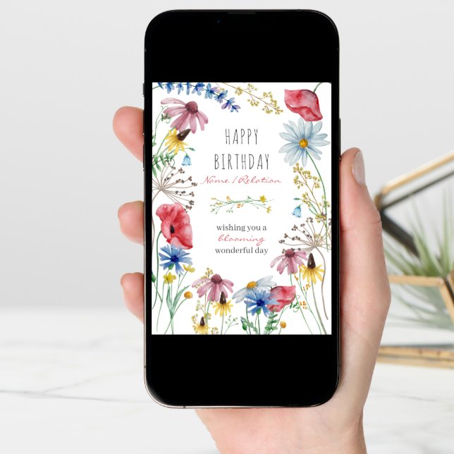 Wildflower Blooming Wonderful Floral Frame Card (Front Digital)