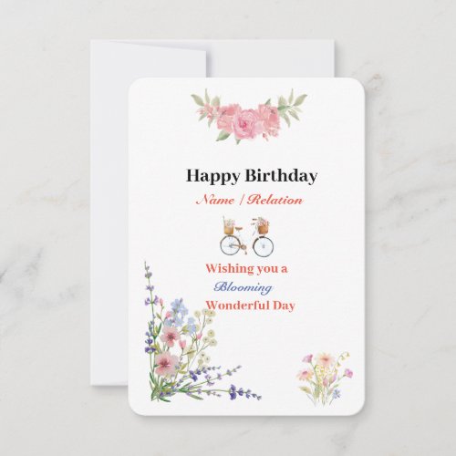 Wildflower Blooming Wonderful Happy Birthday Card