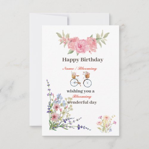 Wildflower Blooming Wonderful Happy Birthday Card