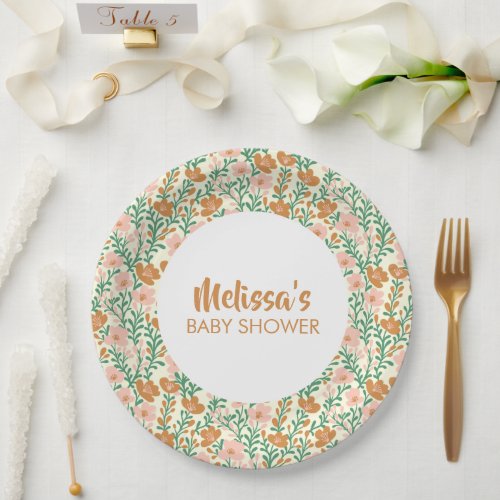 Wildflower Blooms Floral Baby Shower Custom Paper Plates