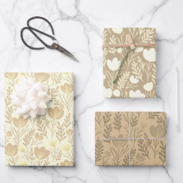 Wildflower Blooms Simple Neutrals Earthy Oat Chic  Wrapping Paper Sheets