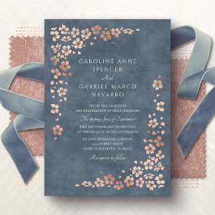 Wildflower Blossom Petals Garden Wedding Foil Invi Invitation