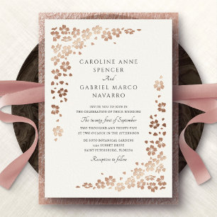 Wildflower Blossom Petals Garden Wedding Foil Invitation