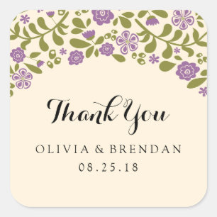 Wildflower Blossom   Wedding Favor Square Sticker