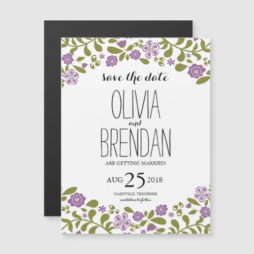 Wildflower Blossoms  Save the Date Magnetic Invitation