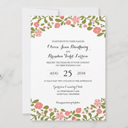 Wildflower Blossoms  Wedding Invitation