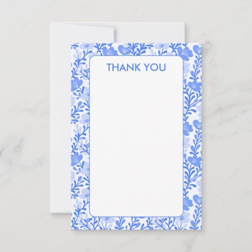 Wildflower Blue Blooms Elegant Floral Custom Thank You Card