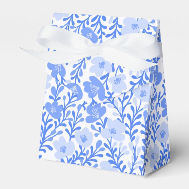 Wildflower Blue Blooms Floral  Baby Shower Custom  Favor Boxes (Front Side)