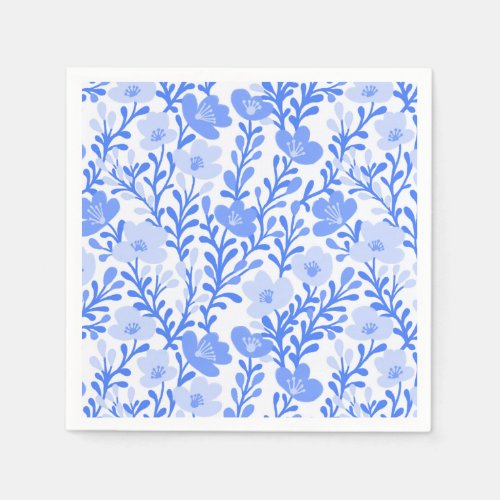 Wildflower Blue Blooms Floral Baby Shower Custom Napkins