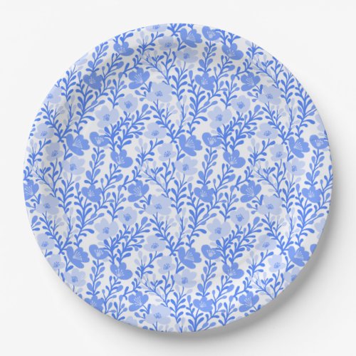 Wildflower Blue Blooms Floral Baby Shower Custom Paper Plates