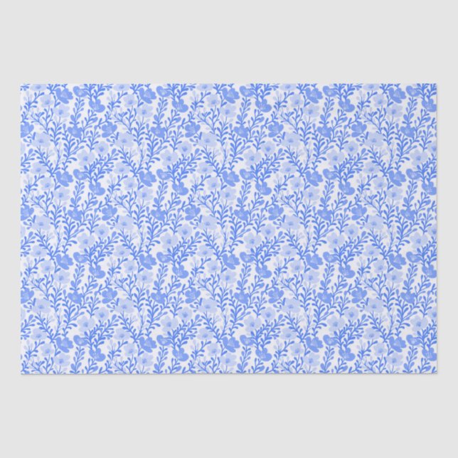 Wildflower Blue Blooms Floral Baby Shower Custom Tissue Paper (Front)