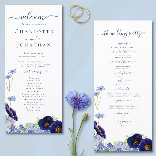 Wildflower Blue Boho Wedding Program