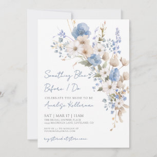 Wildflower Blue Floral Bridal Shower Invitation