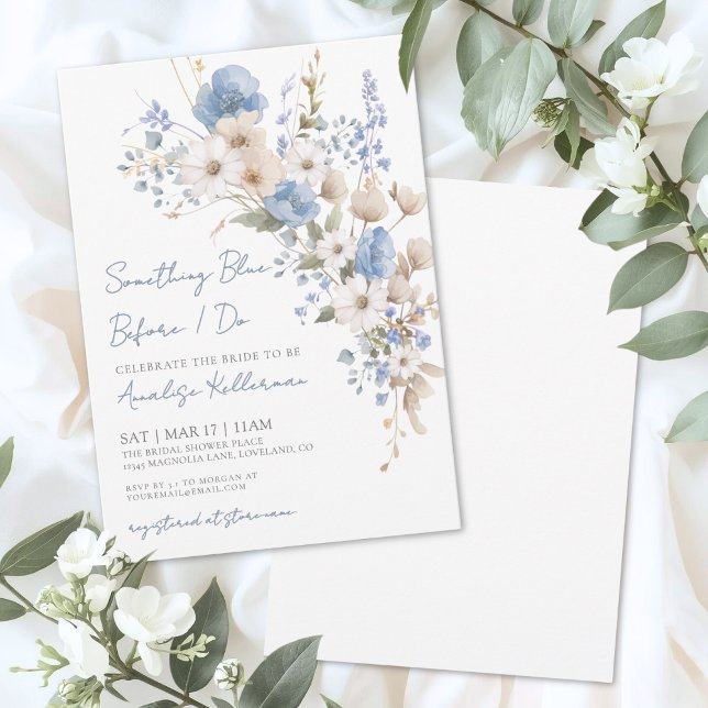 Wildflower Blue Floral Bridal Shower Invitation (Wildflower Blue Floral Bridal Shower Invitation)
