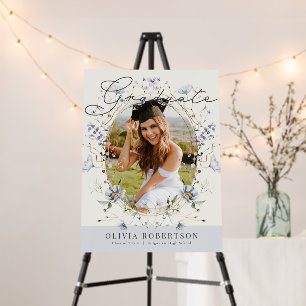 Wildflower Blue Floral Photo Graduation Foam Board