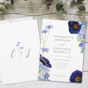 Wildflower Blue Rustic Invitation
