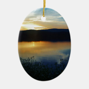 Wildflower, Blue sunset Ceramic Ornament