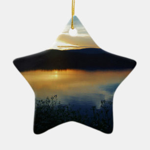 Wildflower, Blue sunset Ceramic Ornament