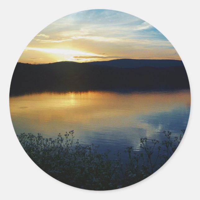 Wildflower, Blue sunset Classic Round Sticker (Front)