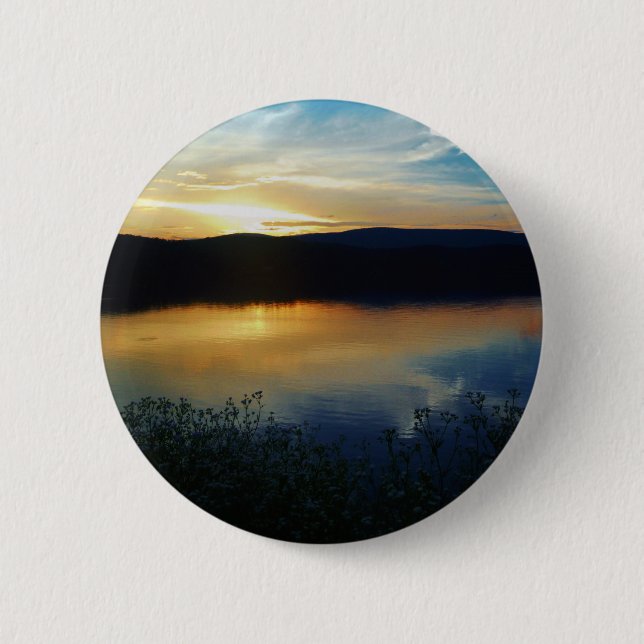 Wildflower, Blue sunset Pinback Button (Front)