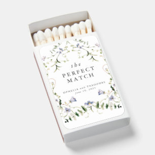 Wildflower Blue Watercolor Elegant Wedding Matchboxes